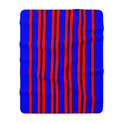 Blue, Red Retro Stripes Blanket Throw