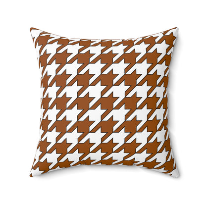 Brown, White Retro Houndstooth Cushion Pillow