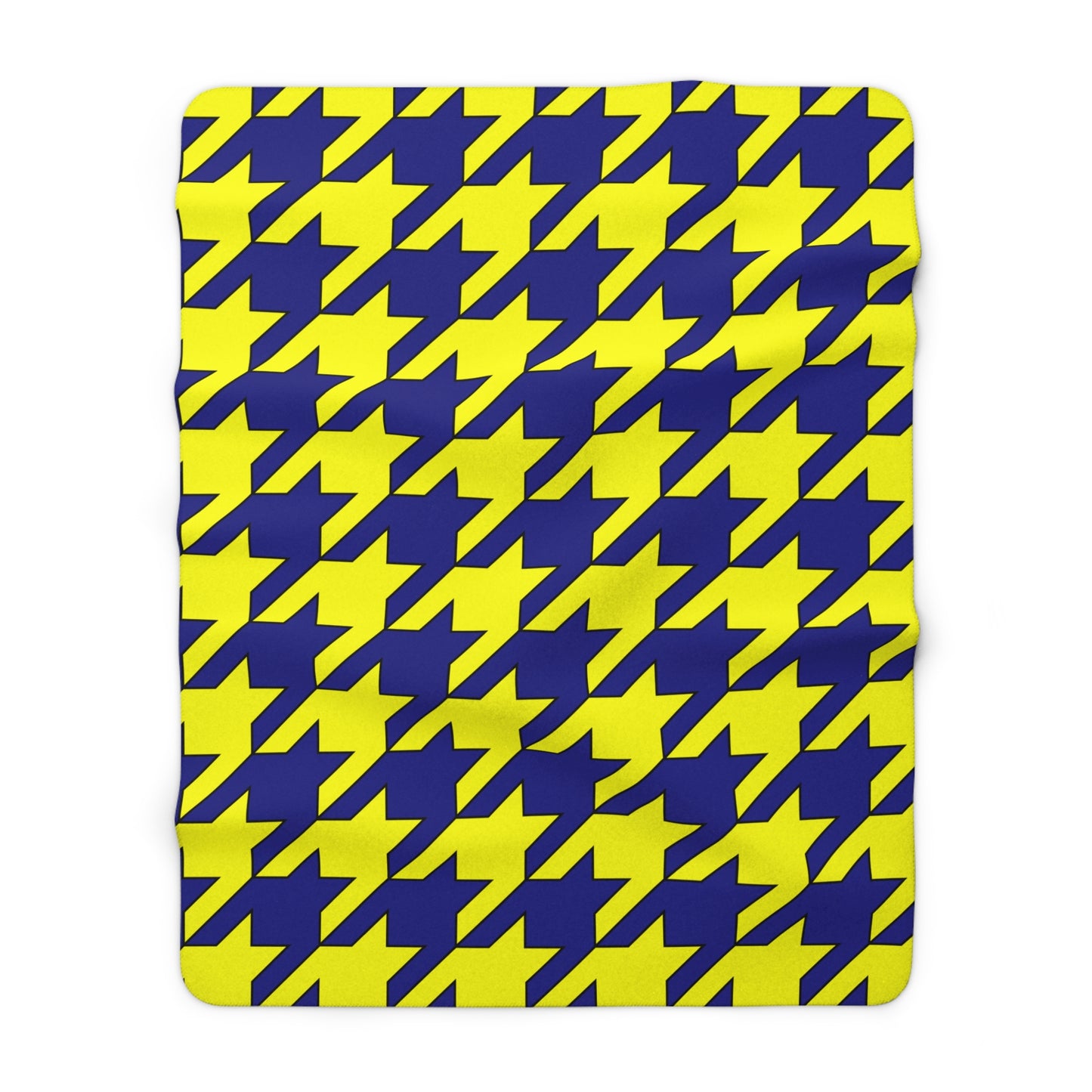 Navy Blue, Yellow Retro Houndstooth Blanket Throw