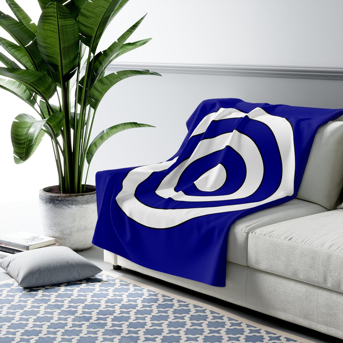 Dark Blue, White Retro Target Blanket Throw