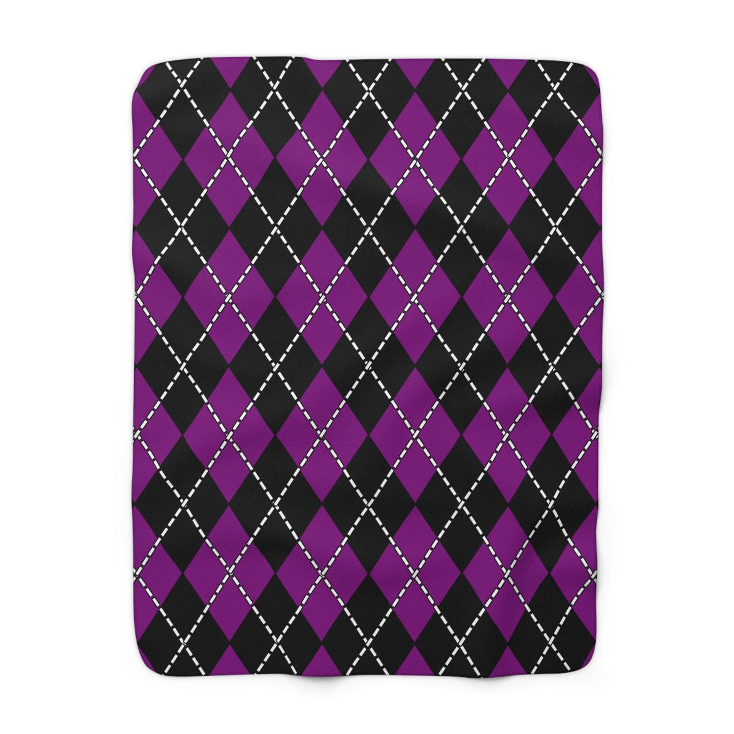 Purple, Black Retro Argyle Blanket Throw