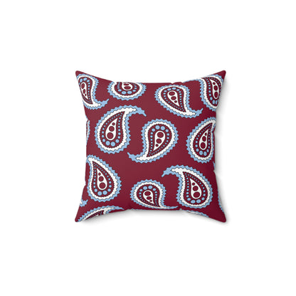 Claret, Blue, White Retro Paisley Cushion Pillow