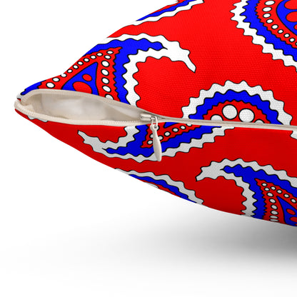 Red, White, Blue Retro Paisley Cushion Pillow