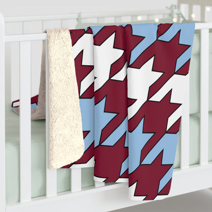 Claret, Blue, White Retro Houndstooth Blanket Throw