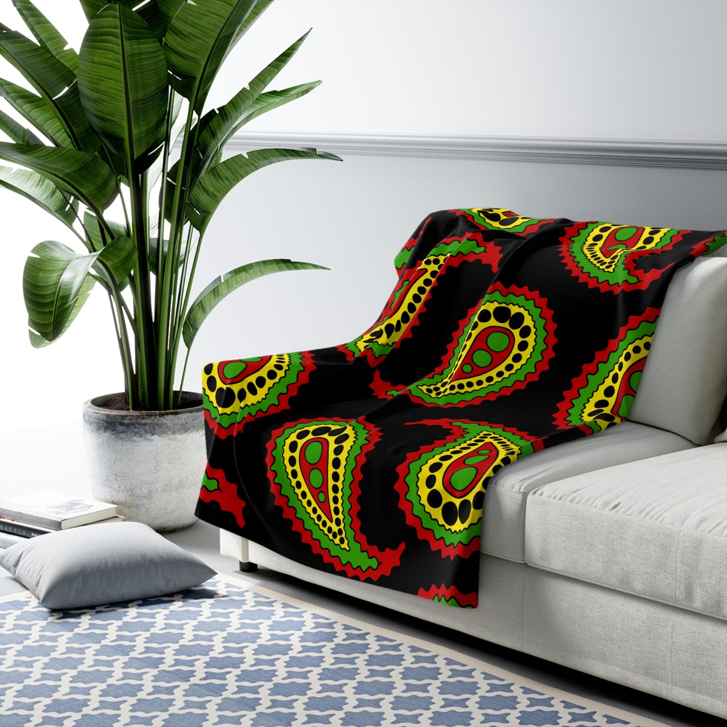 Saint Kitts And Nevis Retro Paisley Blanket Throw