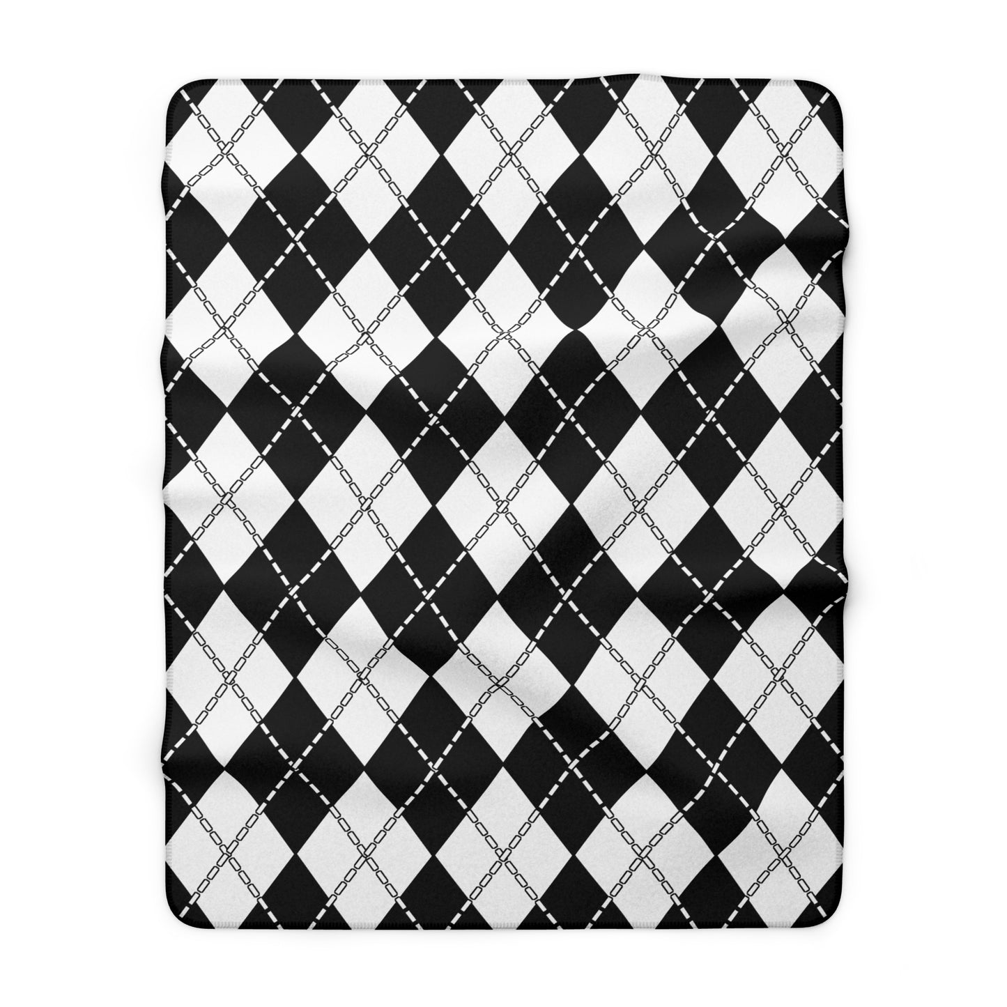 Black, White Retro Argyle Blanket Throw