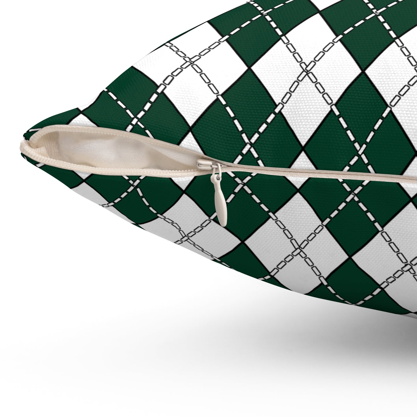 Dark Green, White Retro Argyle Cushion Pillow
