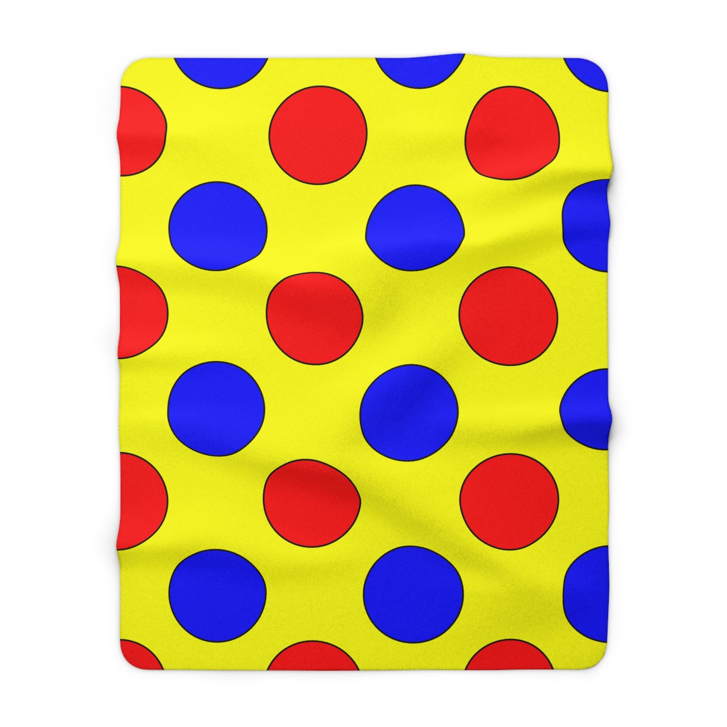 Yellow, Blue, Red Retro Polka Dots Blanket Throw