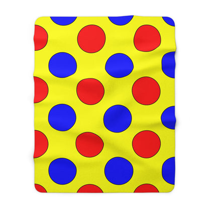 Yellow, Blue, Red Retro Polka Dots Blanket Throw