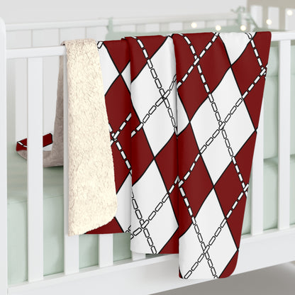 Maroon, White Retro Argyle Blanket Throw