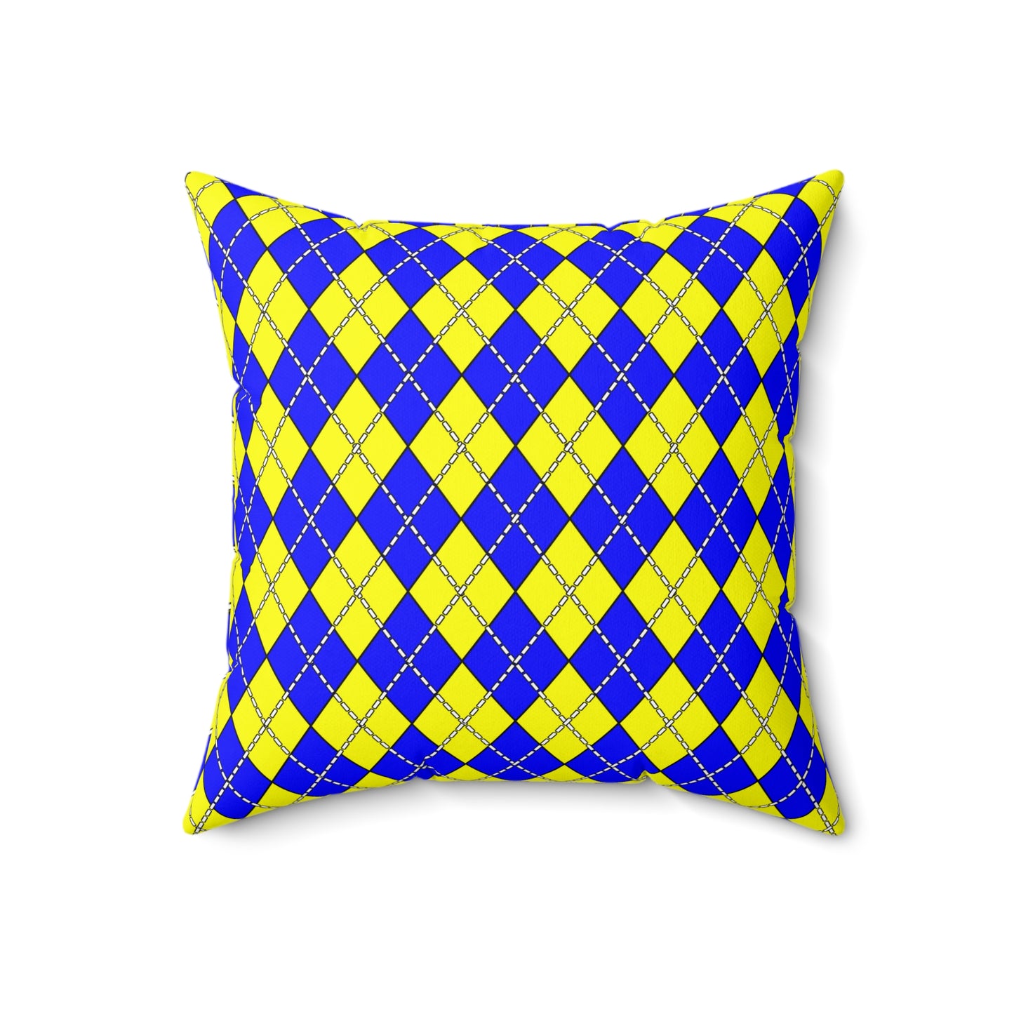 Yellow, Blue Retro Argyle Cushion Pillow