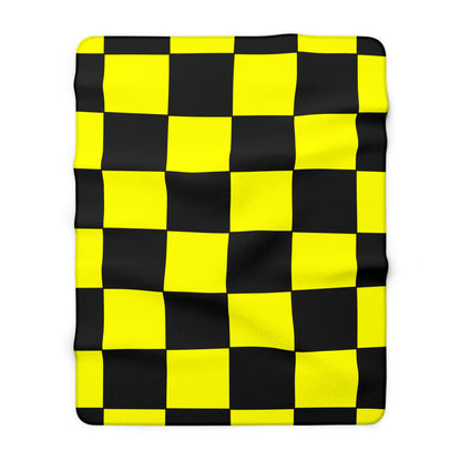 Yellow, Black Retro Check Blanket Throw