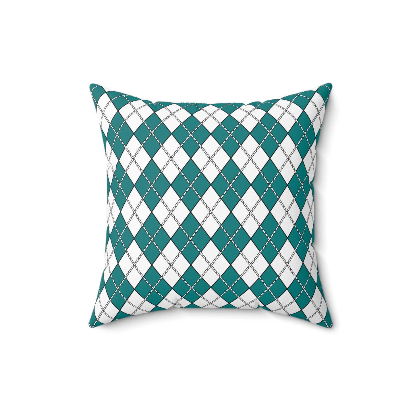 Teal, White Retro Argyle Cushion Pillow