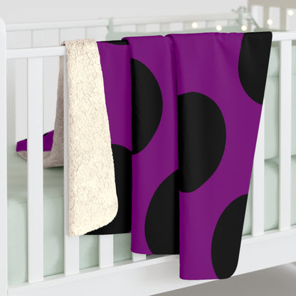 Purple, Black Retro Polka Dots Blanket Throw