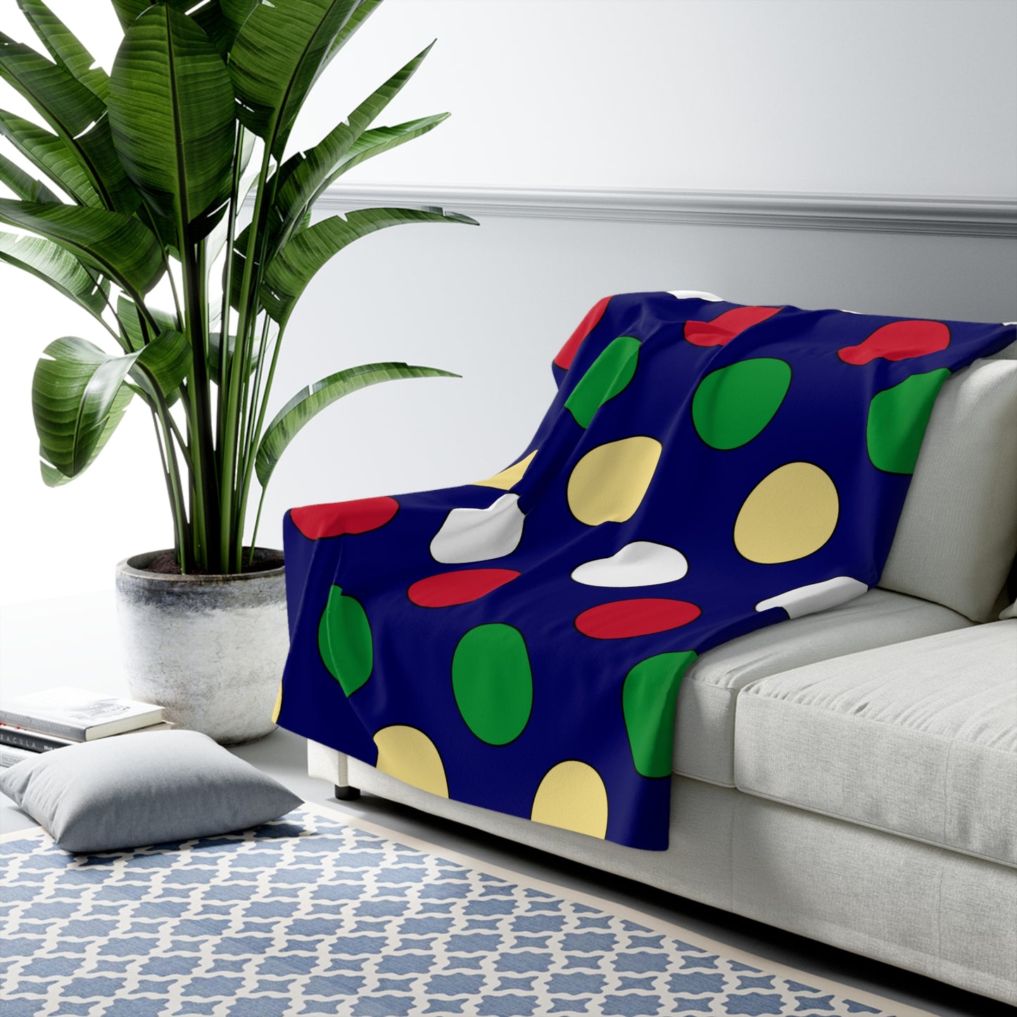 Cayman Islands Retro Polka Dots Blanket Throw