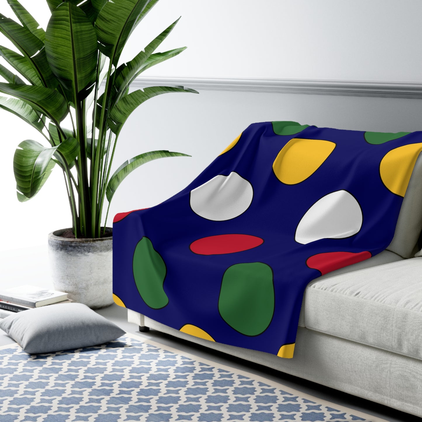 British Virgin Islands Retro Polka Dots Blanket Throw