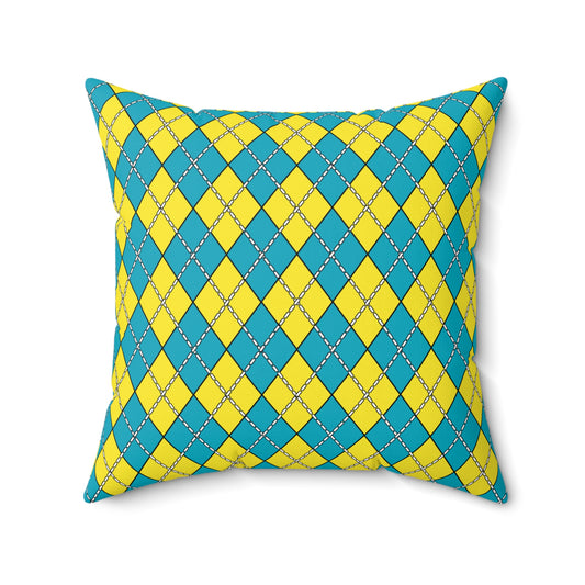 Kazakhstan Retro Argyle Cushion Pillow