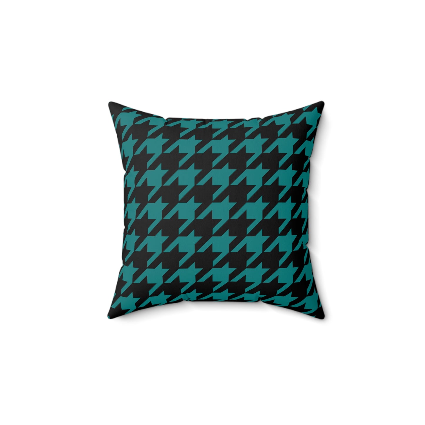 Teal, Black Retro Houndstooth Cushion Pillow