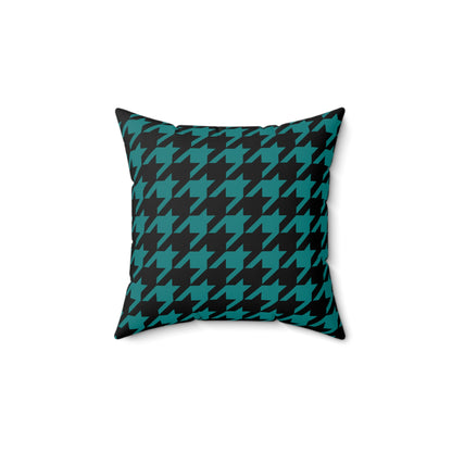 Teal, Black Retro Houndstooth Cushion Pillow