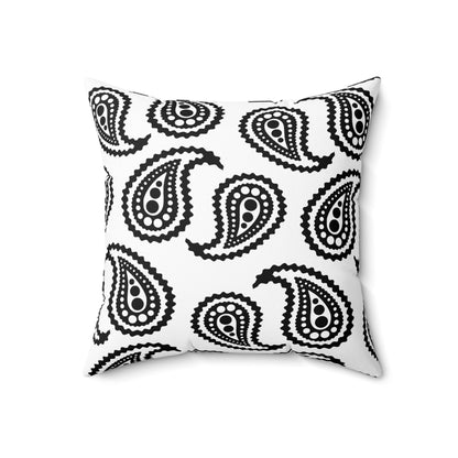 White, Black Retro Paisley Cushion Pillow