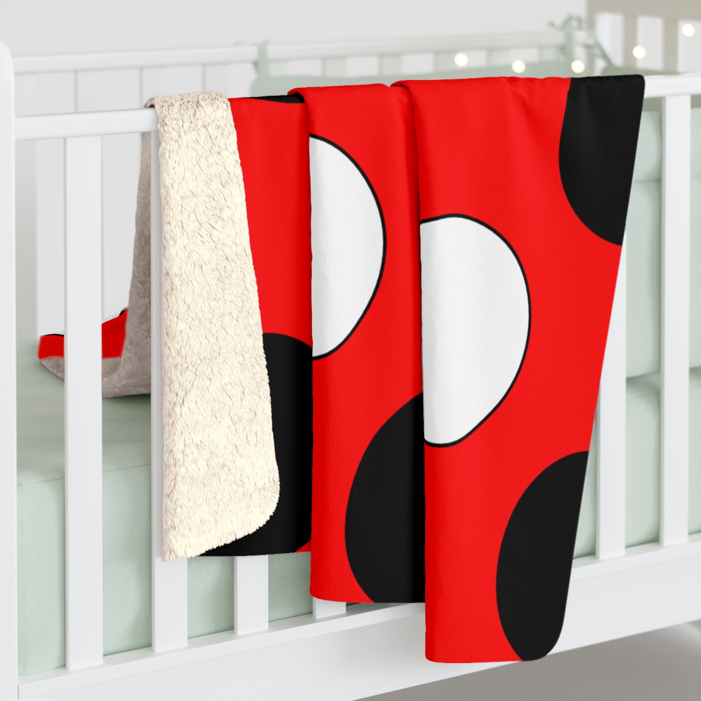 Red, Black, White Retro Polka Dots Blanket Throw