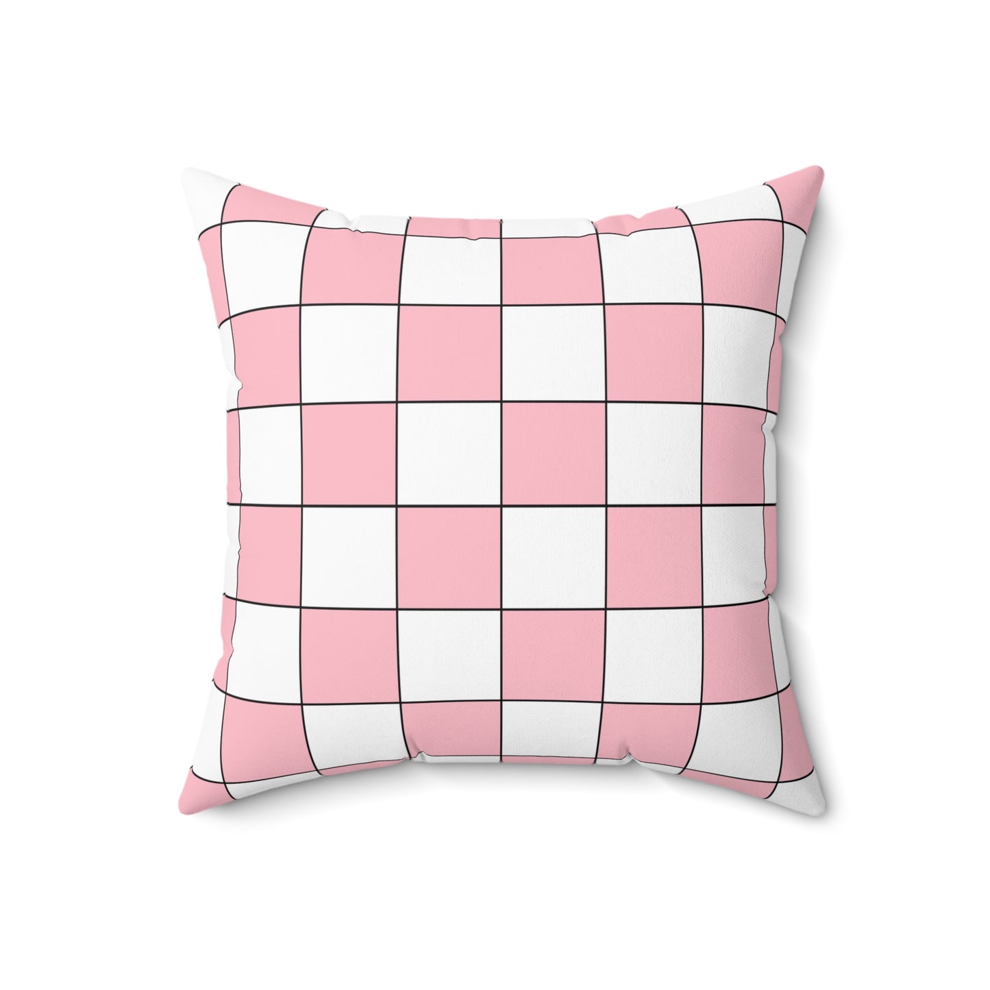 Pink, White Retro Check Cushion Pillow