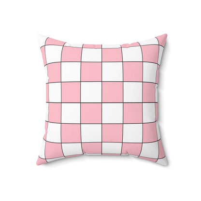 Pink, White Retro Check Cushion Pillow