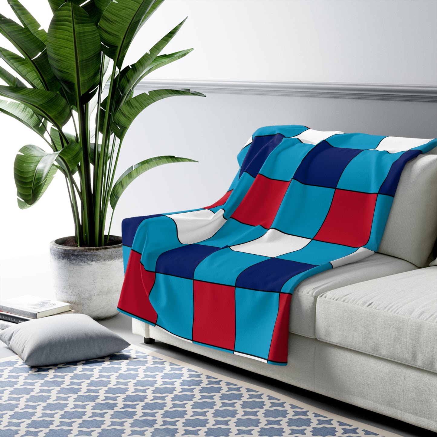 Tuvalu Retro Check Blanket Throw