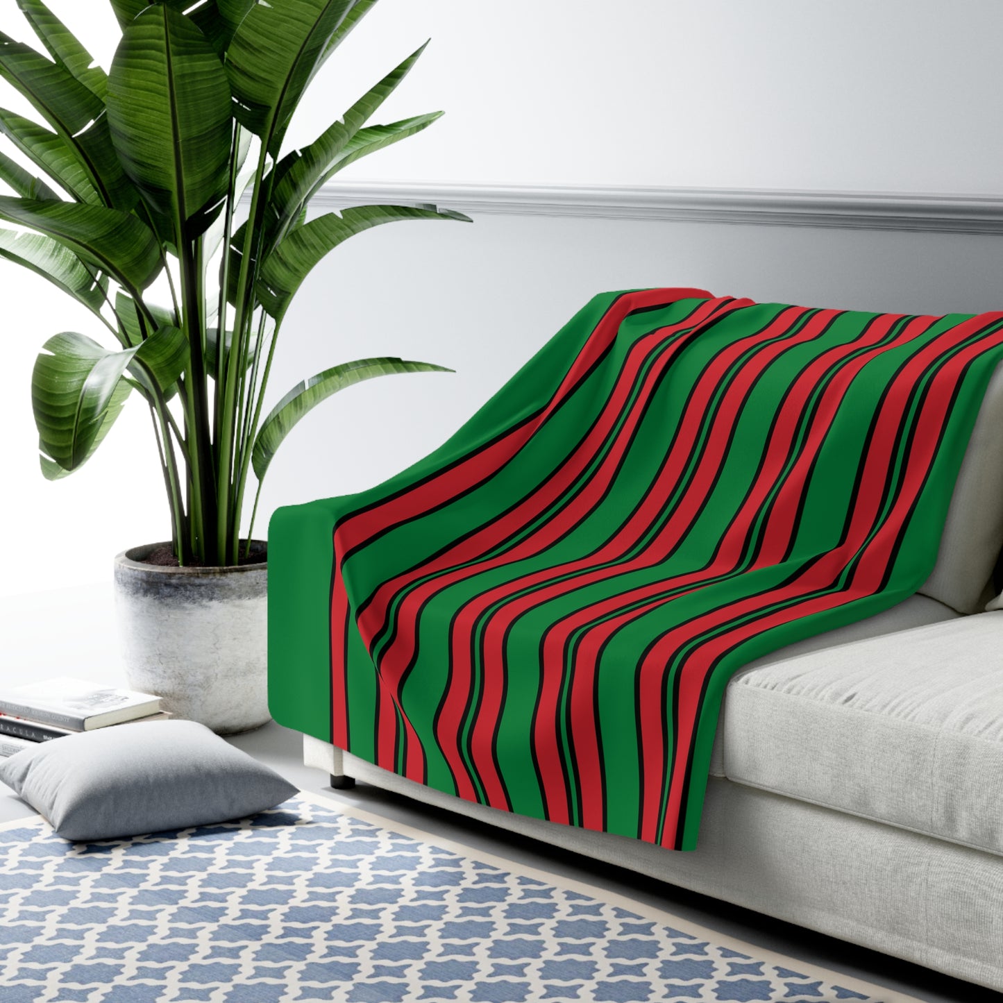Turkmenistan Retro Stripes Blanket Throw