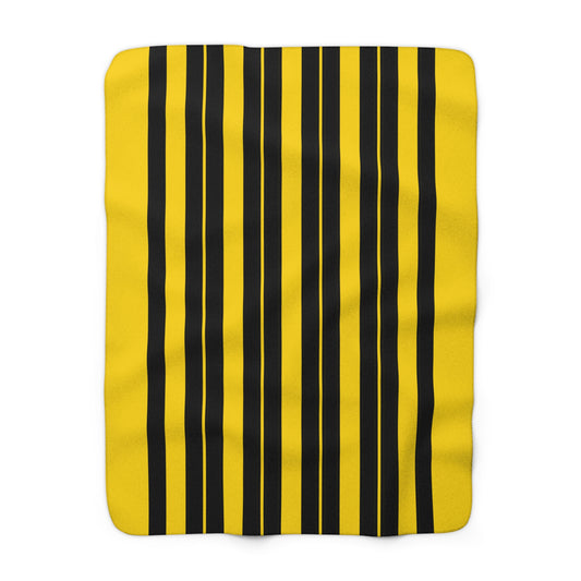 Gold, Black Retro Stripes Blanket Throw