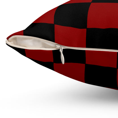 Dark Red, Black Retro Check Cushion Pillow