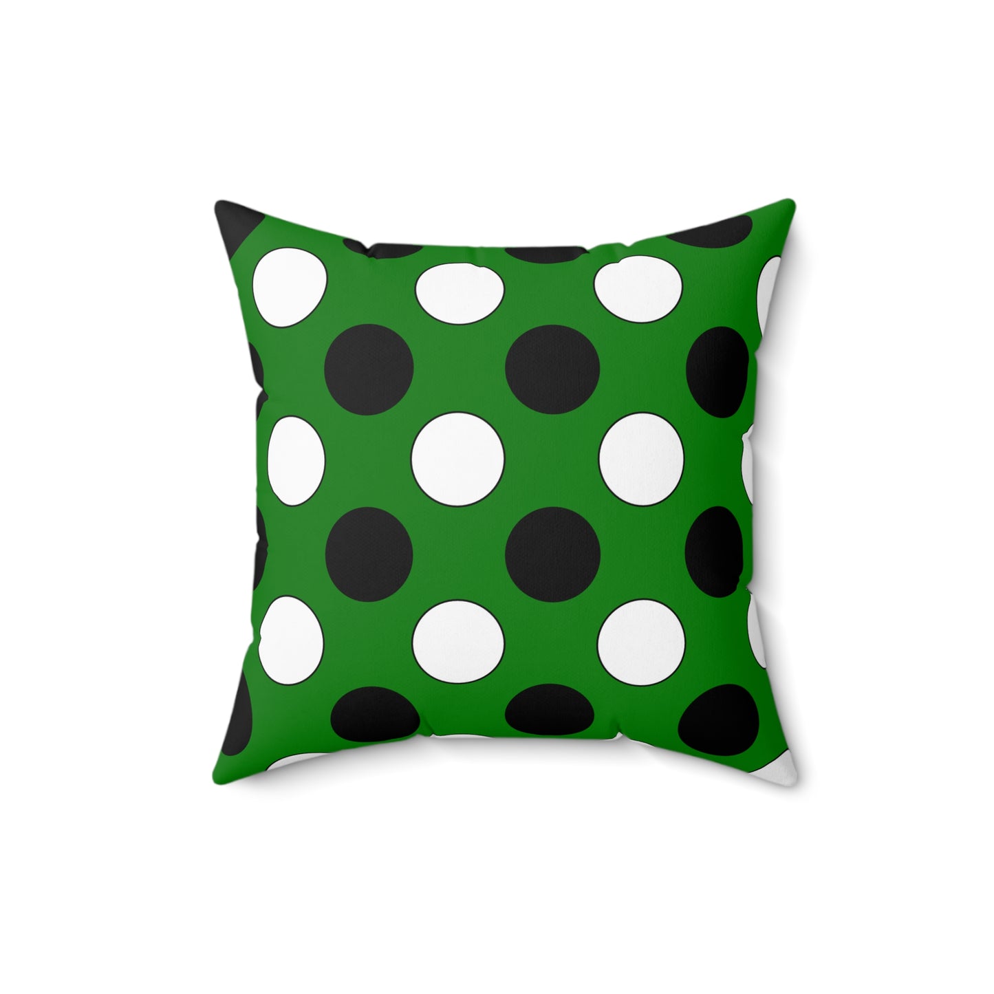 Green, Black, White Retro Polka Dots Cushion Pillow