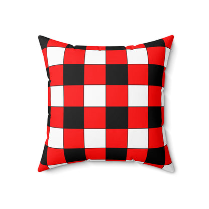 Red, Black, White Retro Check Cushion Pillow
