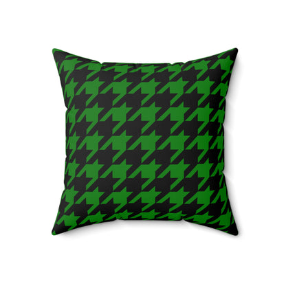 Green, Black Retro Houndstooth Cushion Pillow