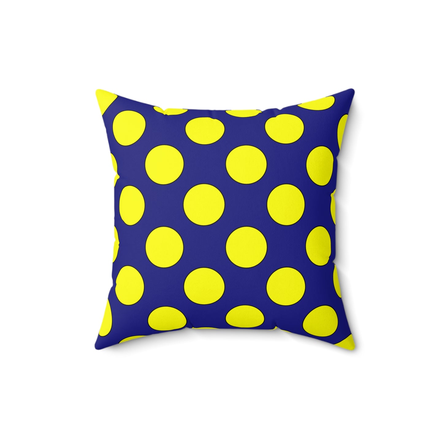 Navy Blue, Yellow Retro Polka Dots Cushion Pillow