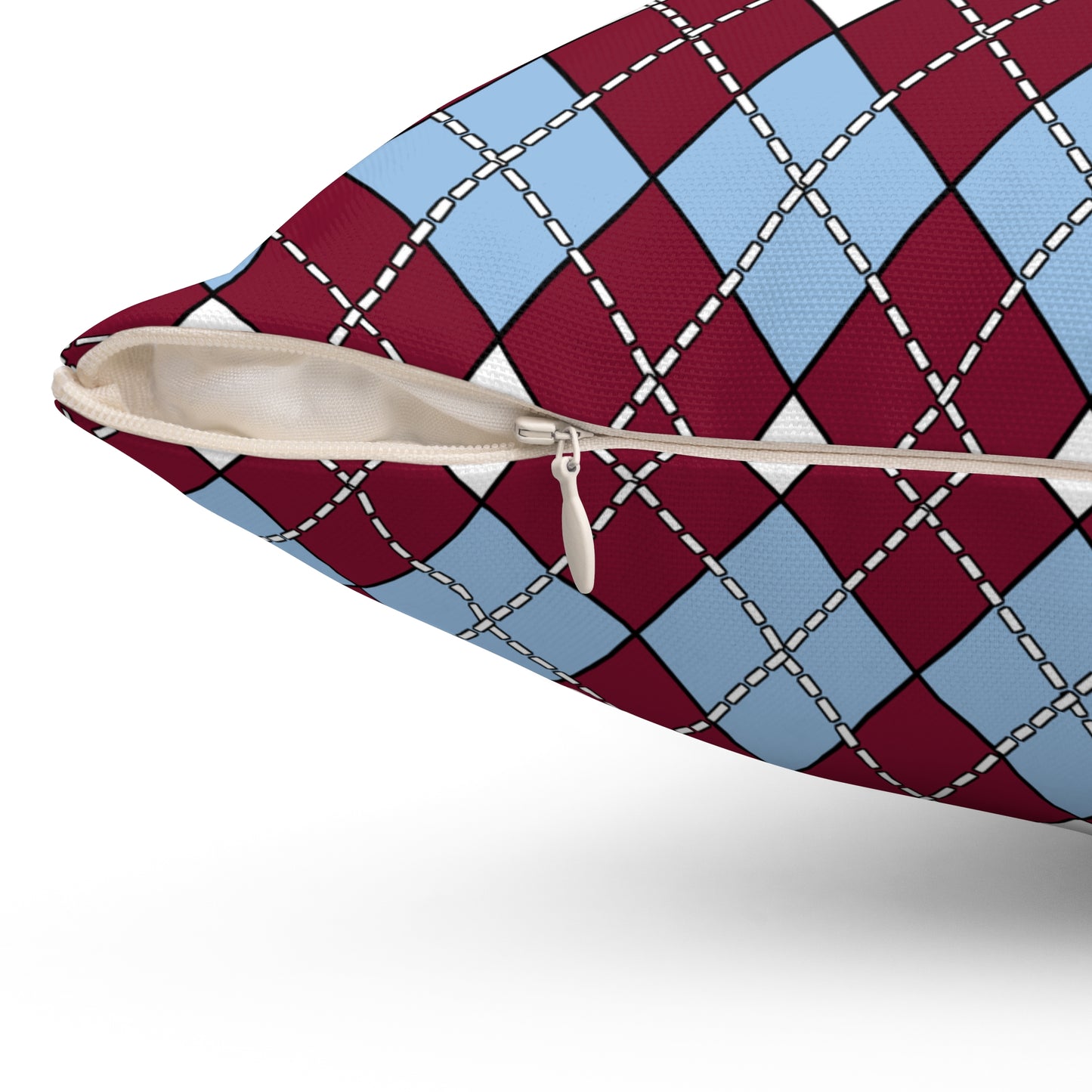 Claret, Blue, White Retro Argyle Cushion Pillow