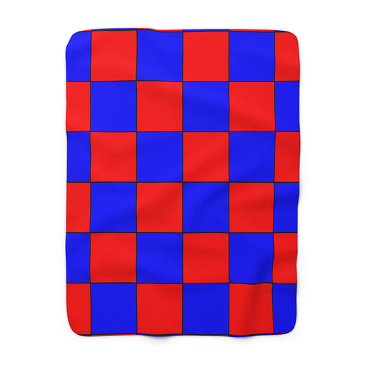 Red, Blue Retro Check Blanket Throw