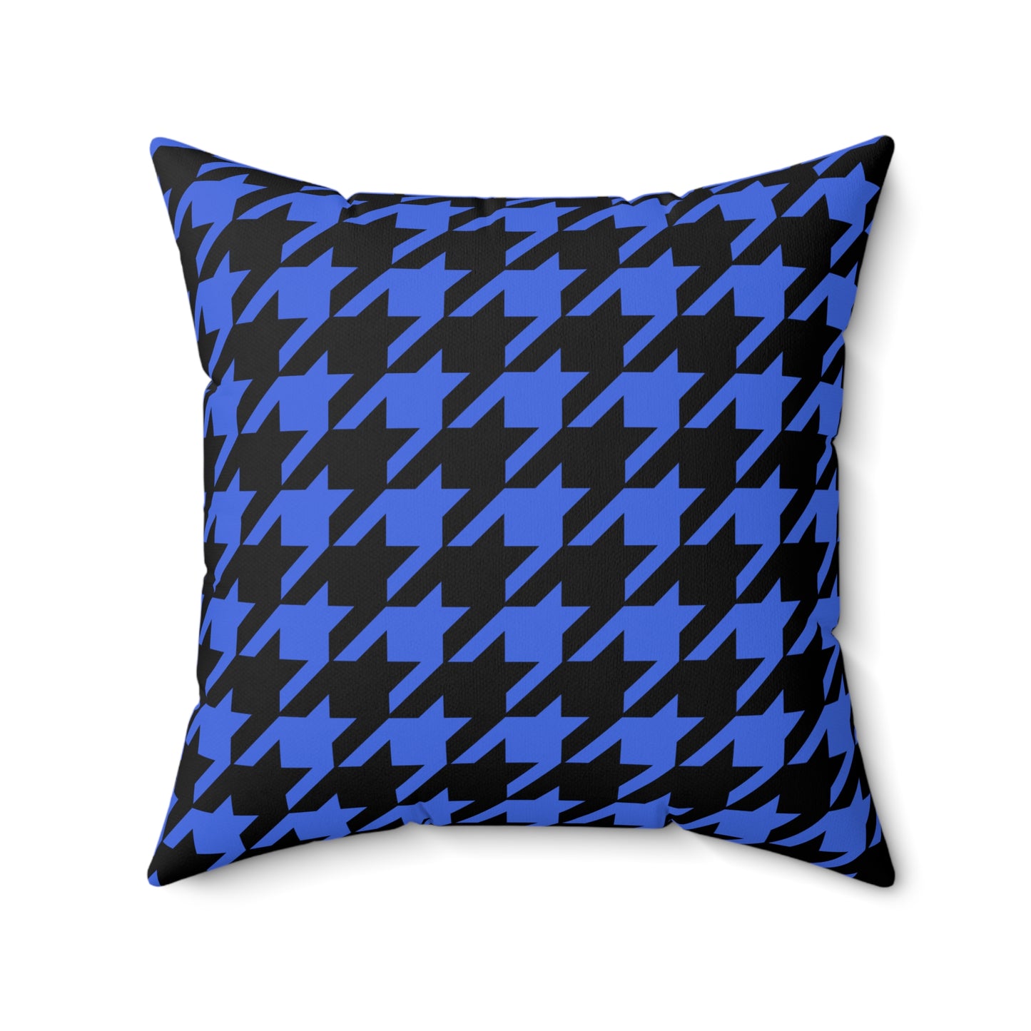 Royal Blue, Black Retro Houndstooth Cushion Pillow