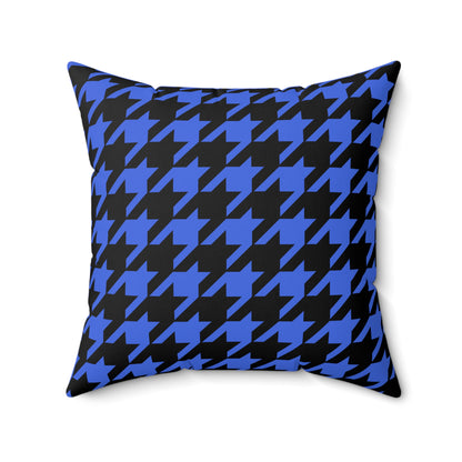 Royal Blue, Black Retro Houndstooth Cushion Pillow