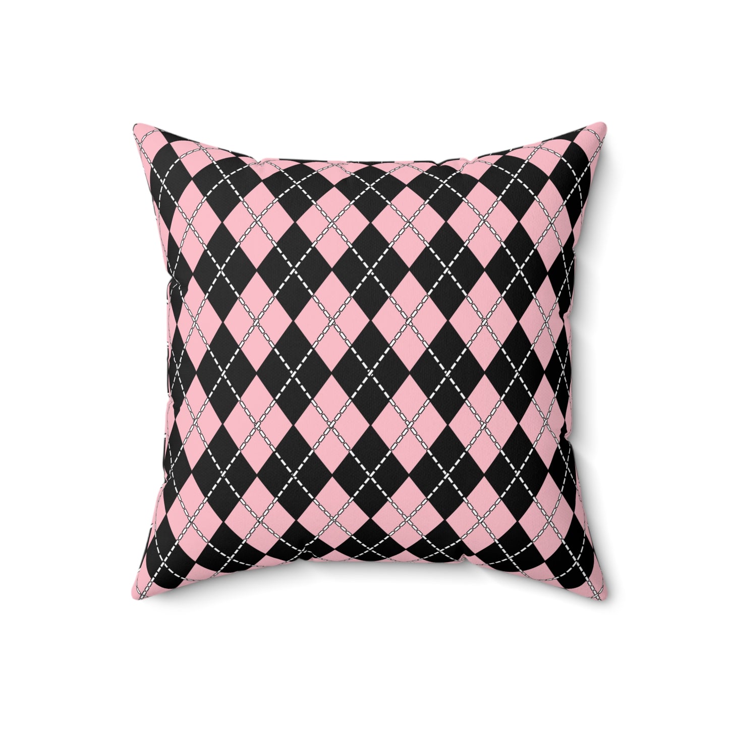 Pink, Black Retro Argyle Cushion Pillow