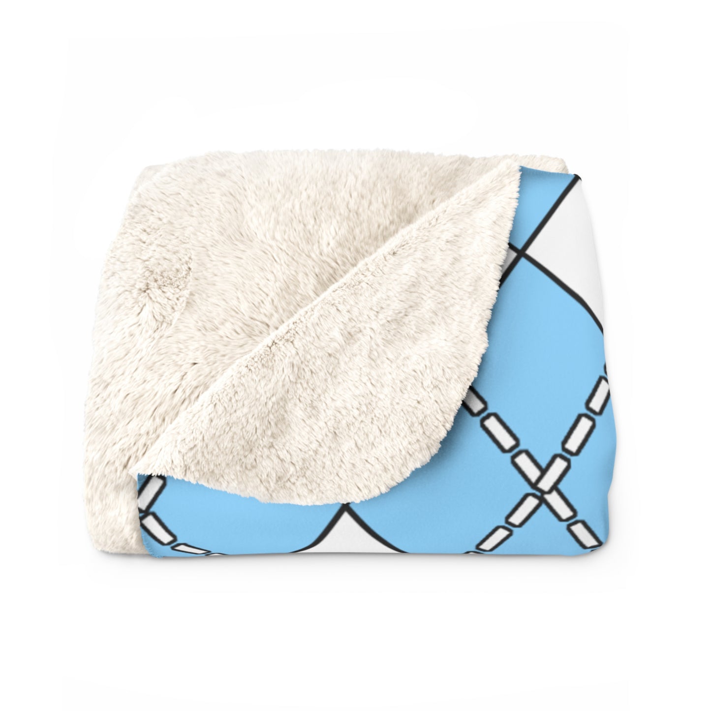 Light Blue, White Retro Argyle Blanket Throw