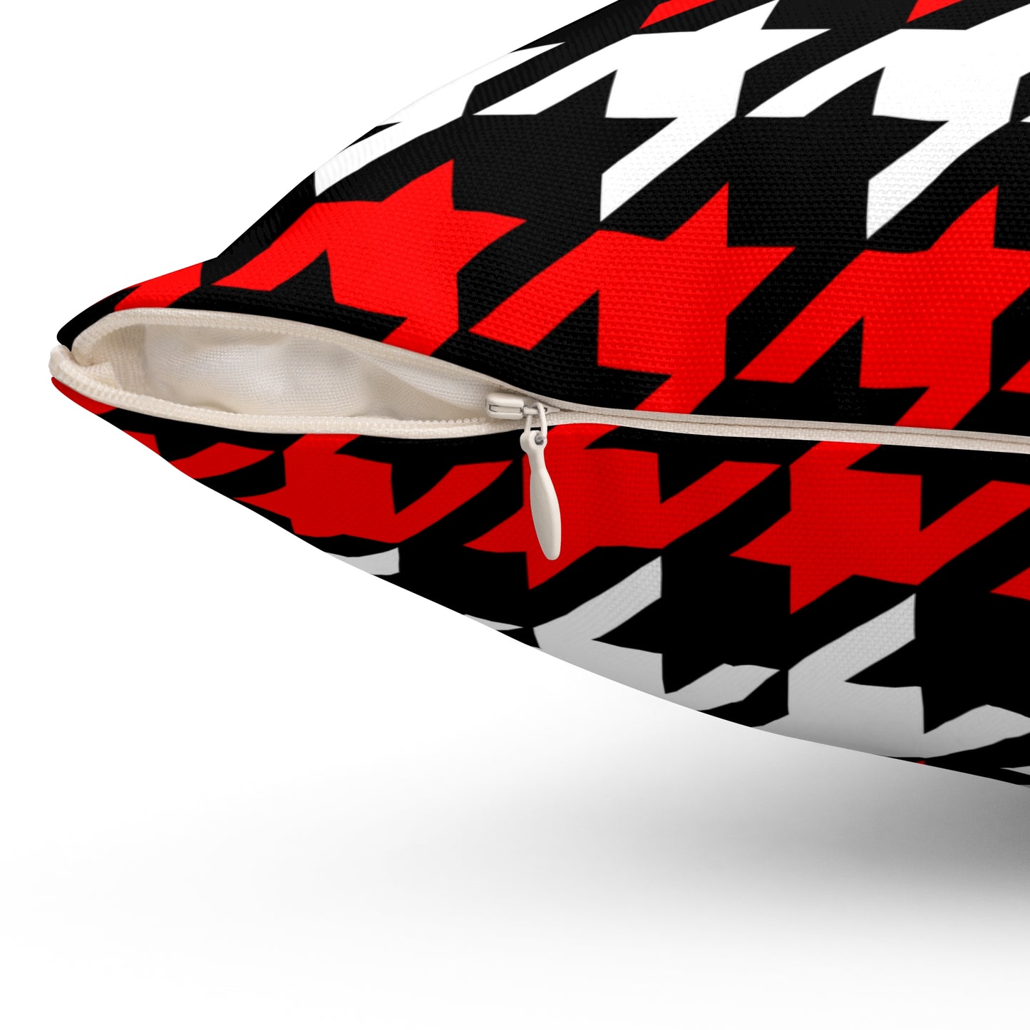 Black, White, Red Retro Houndstooth Cushion Pillow