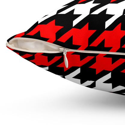 Black, White, Red Retro Houndstooth Cushion Pillow