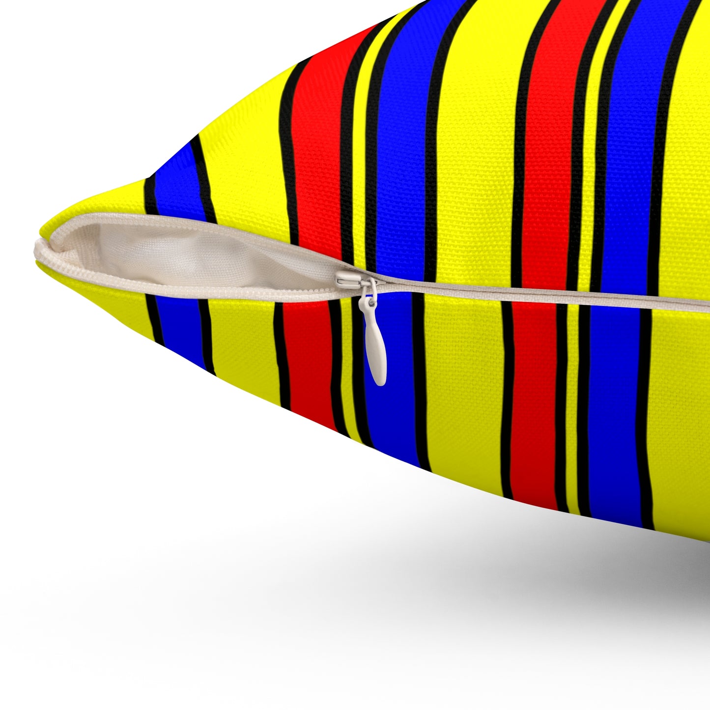 Yellow, Blue, Red Retro Stripes Cushion Pillow