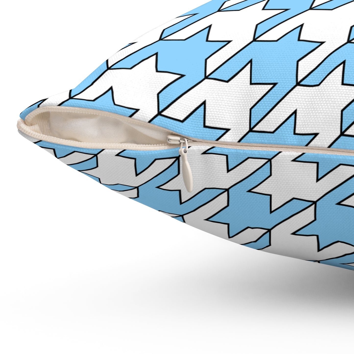 Light Blue, White Retro Houndstooth Cushion Pillow