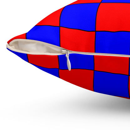 Red, Blue Retro Check Cushion Pillow