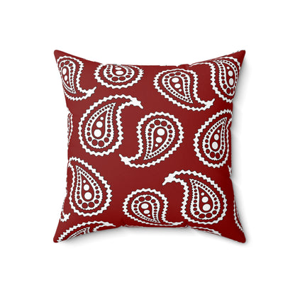 Dark Red, White Retro Paisley Cushion Pillow