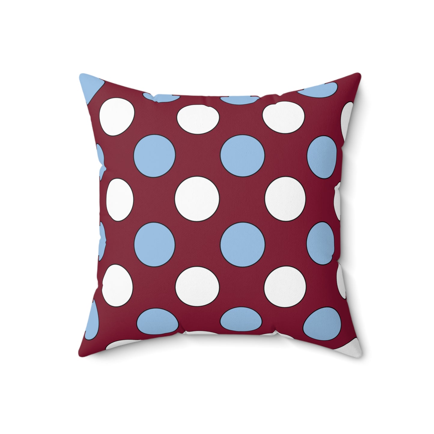 Claret, Blue, White Retro Polka Cushion Pillow