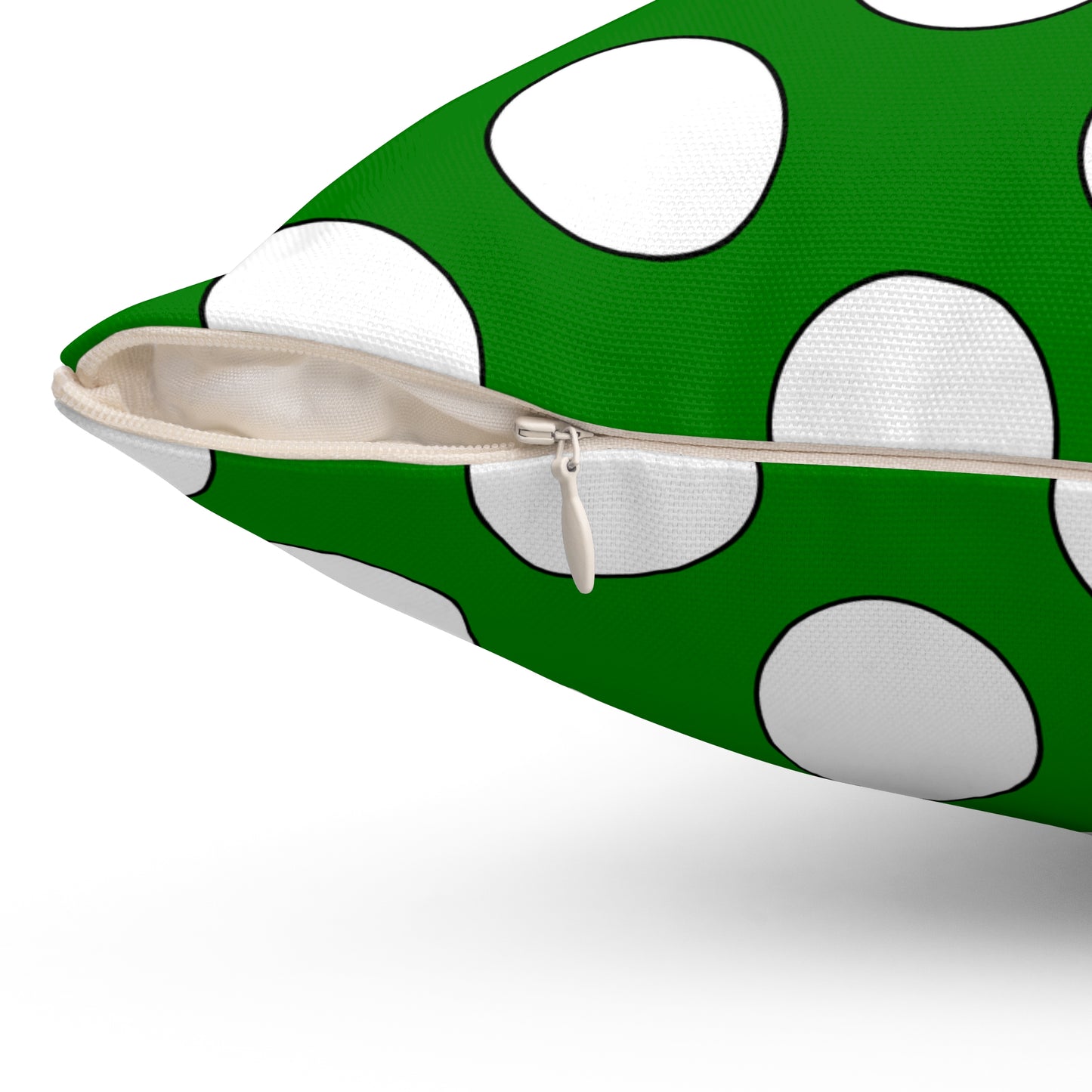 Green, White Retro Polka Dots Cushion Pillow