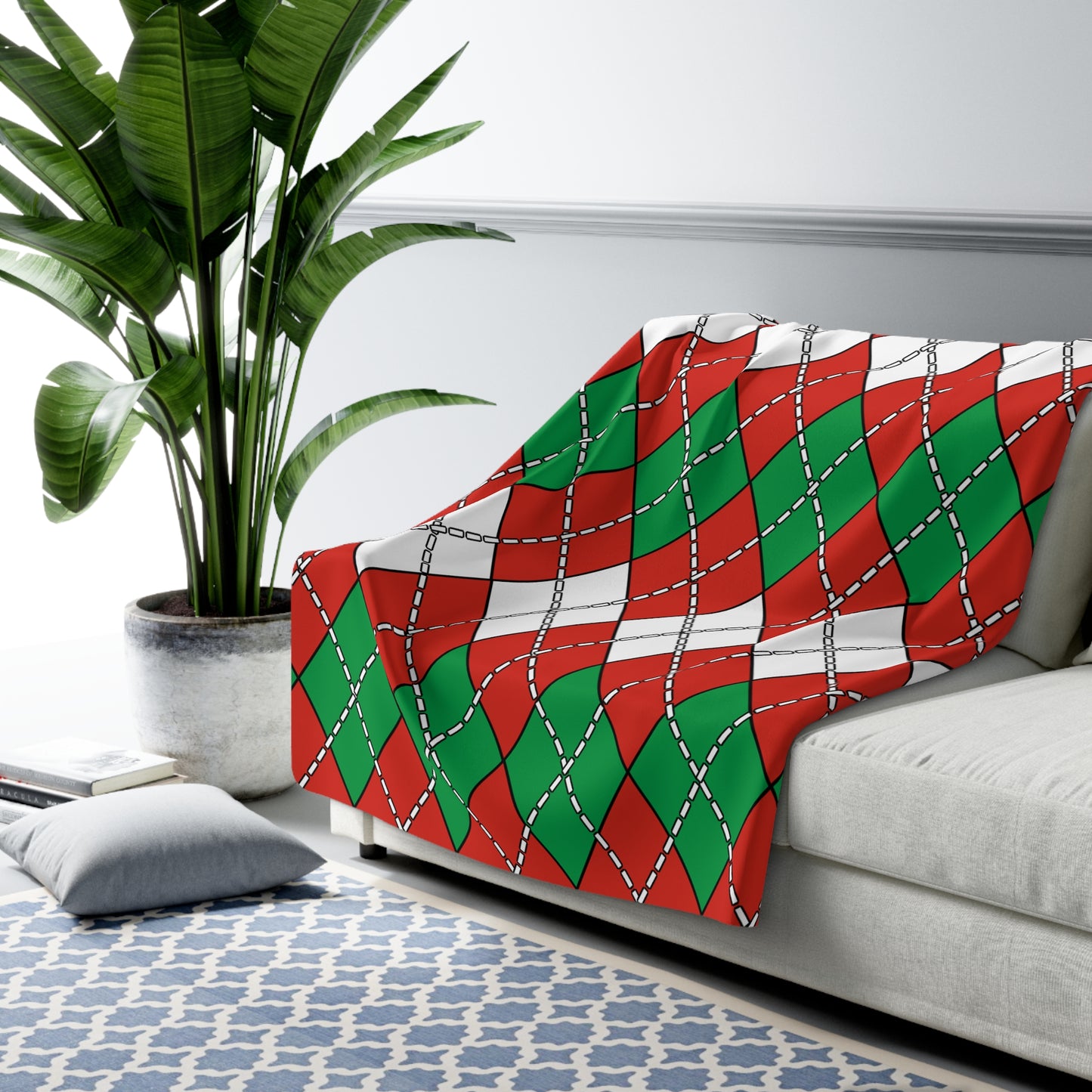 Pais Vasco Retro Argyle Blanket Throw